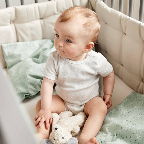 LEANDER - baby bedding, 70x100 cm, meadow, sage green