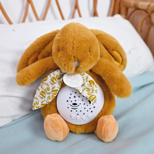 DOUDOU - musical projector night light Lapin Doudou Projection, Doudou et Compagnie, 19 cm, ochre