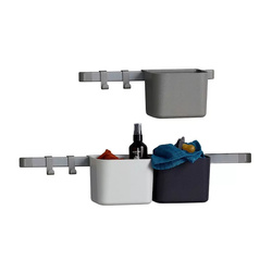 LEANDER - organizers 3pcs., 4 hooks, rack short/long, dusty grey