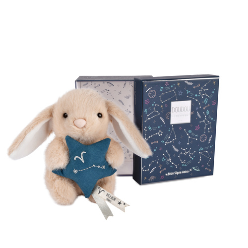 DOUDOU – DOUDOU ASTRO plush rabbit with zodiac sign, Doudou et Compagnie, 12 cm, Aries