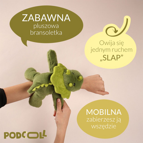 DOUDOU – Podcoll dinosaur plush slap bracelet, Histoire d'Ours, dark green