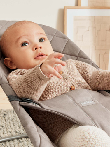 BabyBjörn BLISS Woven bouncer, sand gray + Soft Friends toy