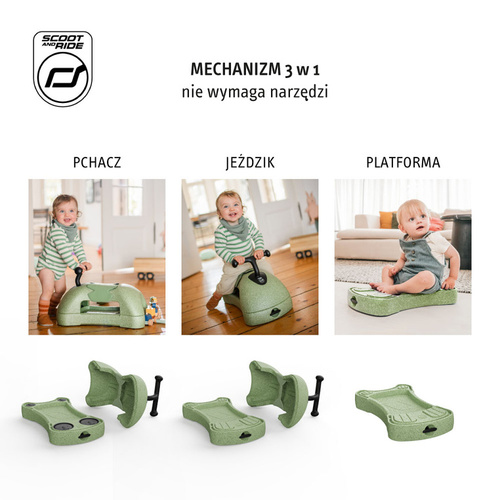 SCOOTANDRIDE - My First Ewolucyjny jeździk pchacz 3w1 6 m+ Olive