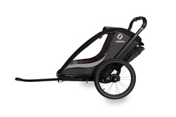 Hamax - Bike trailer for kids COCOON ONE + Jogger wheel- Grey/black