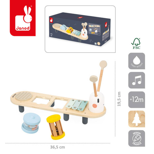Janod - Wooden musical mini table Earthworm Sweet Cocoon 12 m +