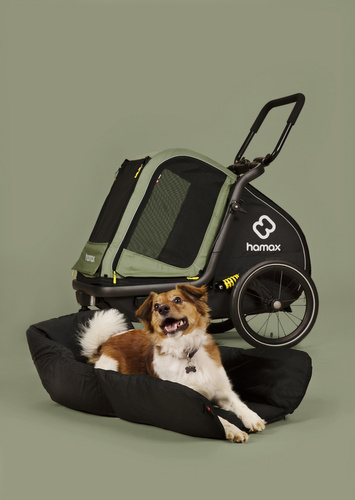 Bicycle trailer for a dog - Hamax Pluto M 35 kg - Green / Black