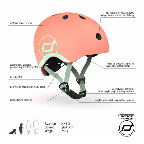 SCOOTANDRIDE - XXS-S helmet for children 1-5 years Peach
