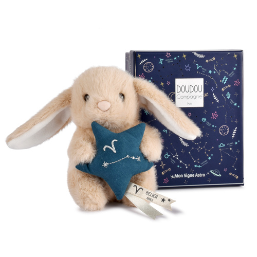 DOUDOU – DOUDOU ASTRO plush rabbit with zodiac sign, Doudou et Compagnie, 12 cm, Aries