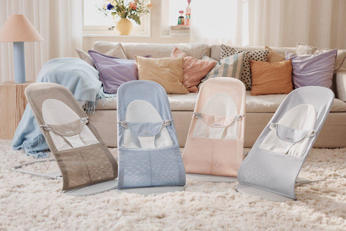 BABYBJORN - Bouncer Balance Soft Light grey frame, Mesh, Pearly pink/White