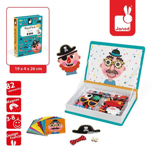 Janod - Magnetic puzzle Funny faces Boy Magnetibook collection 2018