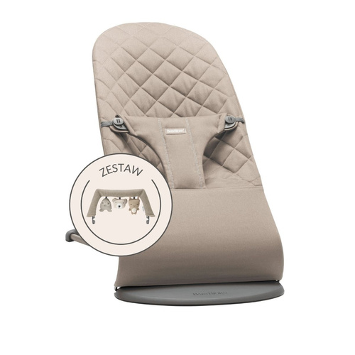 BabyBjörn BLISS Woven bouncer, sand gray + Soft Friends toy