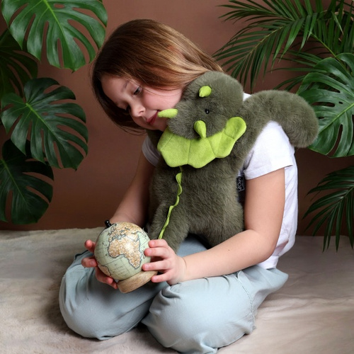 DOUDOU – Podcoll weighted plush dinosaur by Histoire d'Ours, 50 cm, dark green