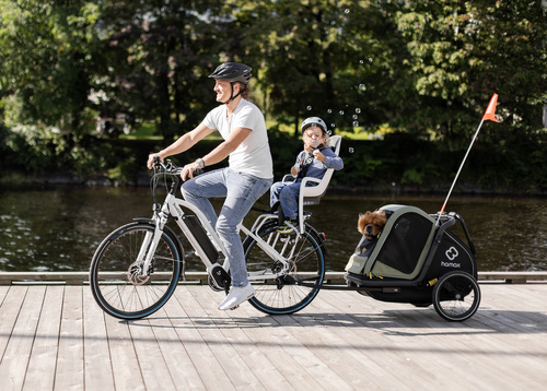 Bicycle trailer for a dog - Hamax Pluto M 35 kg - Green / Black
