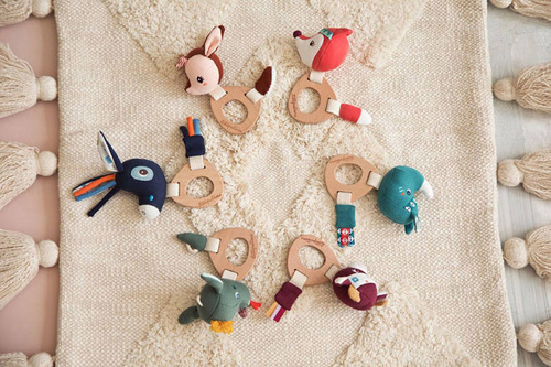 LILLIPUTIENS - Rattle with a wooden teether Alice Fox 3 m + ECO
