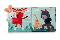 LILLIPUTIENS Miękka książeczka aktywizująca z mini-komforterem „Joe i jego przytulanka” 12 m+