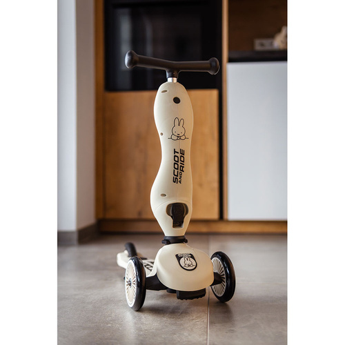 SCOOTANDRIDE - Highwaykick 1 Push and Go 2in1 Ride-on and Scooter with Handle for 1-5 Years, Miffy Ash