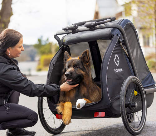 Bicycle trailer for a dog - Hamax Pluto L 45 kg - Blue / Black