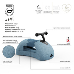 SCOOTANDRIDE - My First Ewolucyjny jeździk pchacz 3w1 6 m+ Steel