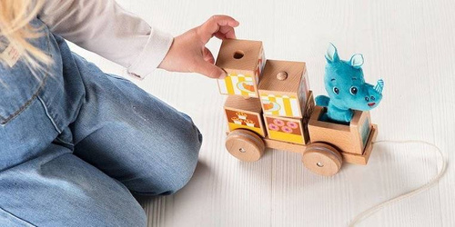 LILLIPUTIENS - Wooden food truck with 4 puzzle pieces Rhino Marius 12 m +