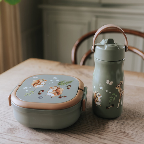 Elodie Details - backpack MIDI, Hazy Jade + lunchbox large + thermal bottle, Chipmunk Darling - SET