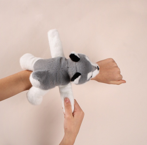 DOUDOU – Podcoll plush husky slap bracelet, Histoire d'Ours, light grey