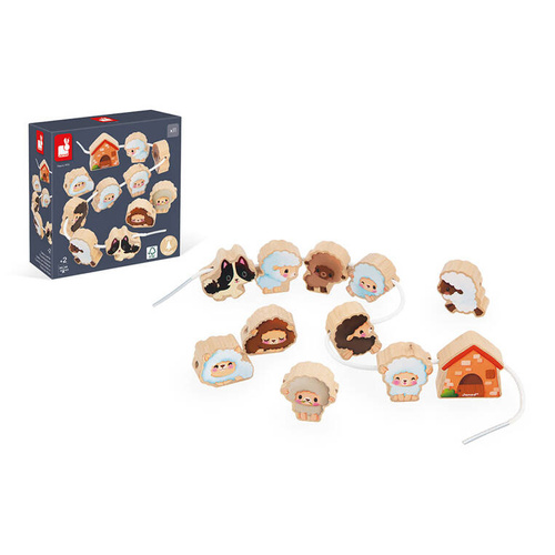 Janod - Threading machine with wooden sheep Farma 2+