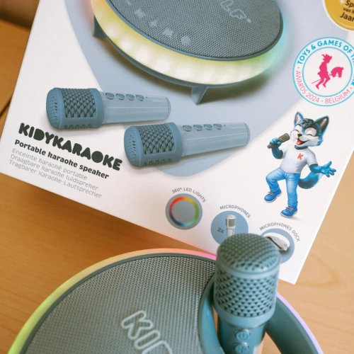 Kidywolf – portable karaoke speaker with microphones Kidykaraoke, blue