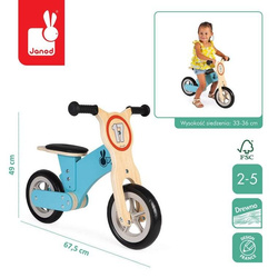Janod - Bikloon Little Racer 2+ wooden balance bike for 3+ years