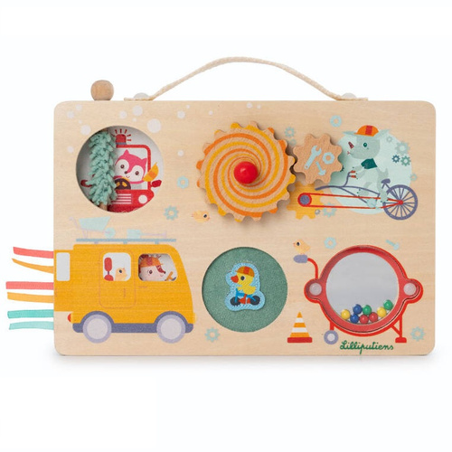 LILLIPUTIENS Wooden manipulation board with Farma suitcase 12 m+