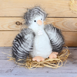 DOUDOU – Poulette plush chicken, Histoire d'Ours, 20 cm, white and grey