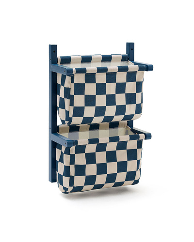 Kid's Concept - Wall storage textile, check teal