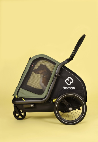 Bicycle trailer for a dog - Hamax Pluto M 35 kg - Green / Black