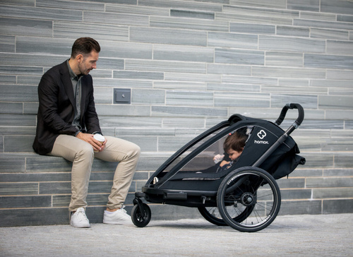 Hamax - Bike trailer for kids BREEZE + Jogger wheel, double - Back