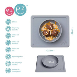 EZPZ - Silicone bowl with 2in1 placemat Mini Bowl gray