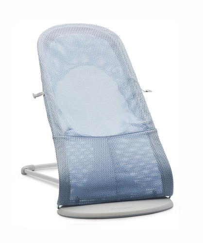 BABYBJORN - Bouncer Balance Soft Light grey frame, Mesh, Sky blue/White