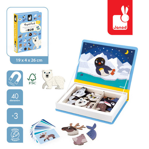 Janod - Magnetyczna układanka Zwierzęta polarne Magnetibook 3-8 lat