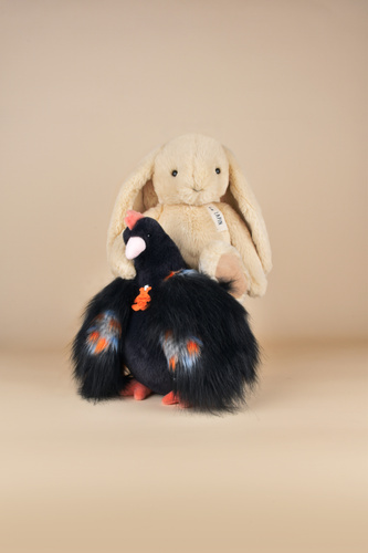 DOUDOU – Poulette plush chicken, Histoire d'Ours, 28 cm, black