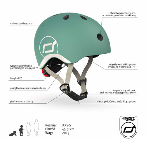 SCOOTANDRIDE - XXS-S helmet for children 1-5 years Forest