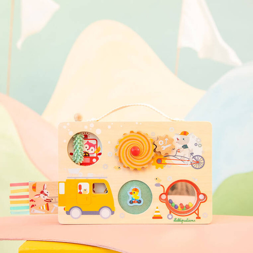 LILLIPUTIENS Wooden manipulation board with Farma suitcase 12 m+