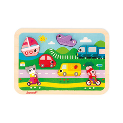 Janod - Puzzle drewniane 3D Pojazdy 7 el.,18 m+