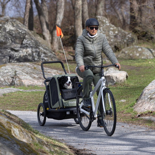 Bicycle trailer for a dog - Hamax Pluto M 35 kg - Green / Black