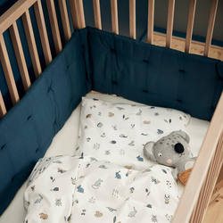 LEANDER - Forest children's bedding, Organic Cotton, 100x140 cm, Dusty blue