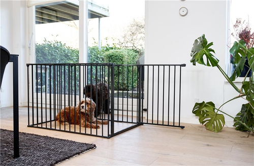 DogSpace - Max Multi Expandable Dog Pen Rectangle With Gate, Black (70x102cm)