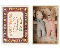 MAILEG - Twins, baby mice in a Matchbox