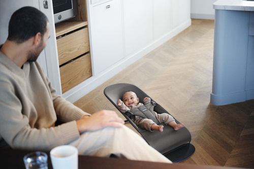 BABYBJÖRN - Bouncer Balance Soft Woven/Jersey Tri Fabric, Dark Grey + Toy Googly Eyes