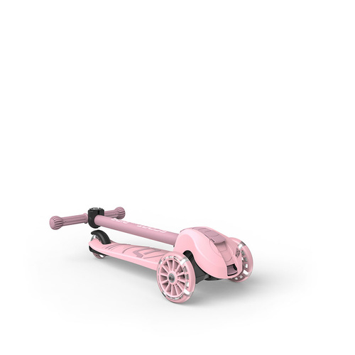 SCOOTANDRIDE - Highwaykick 3S - scooter with 2-in-1 control system and LED wheels, foldable 3+, rose