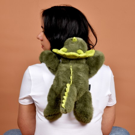 DOUDOU – Podcoll weighted plush dinosaur by Histoire d'Ours, 50 cm, dark green
