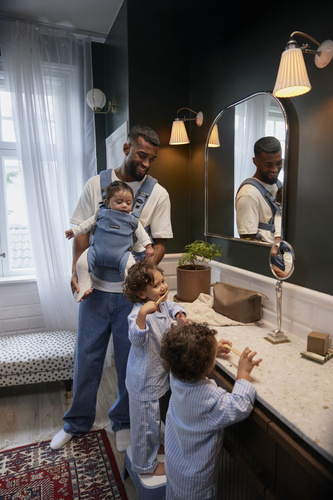 BABYBJORN - Baby Carrier Harmony, Woven, Blue mélange