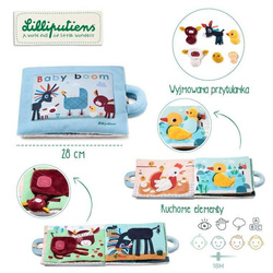 LILLIPUTIENS - Soft activating book with mini - cuddly toys "Baby boom" Farma 18 m +