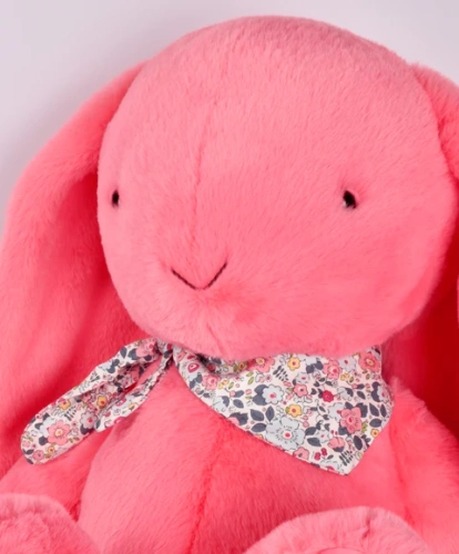 DOUDOU – Lapin Fleurette plush rabbit by Doudou et Compagnie, 70 cm, coral